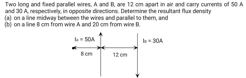 Solved Two Long And Fixed Parallel Wires, A And B, Are 12 Cm | Chegg.com