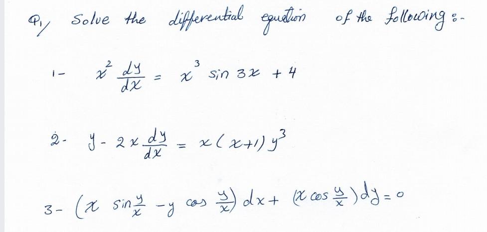 Solved Ay Solve The Differential Equation Of The Following Chegg Com