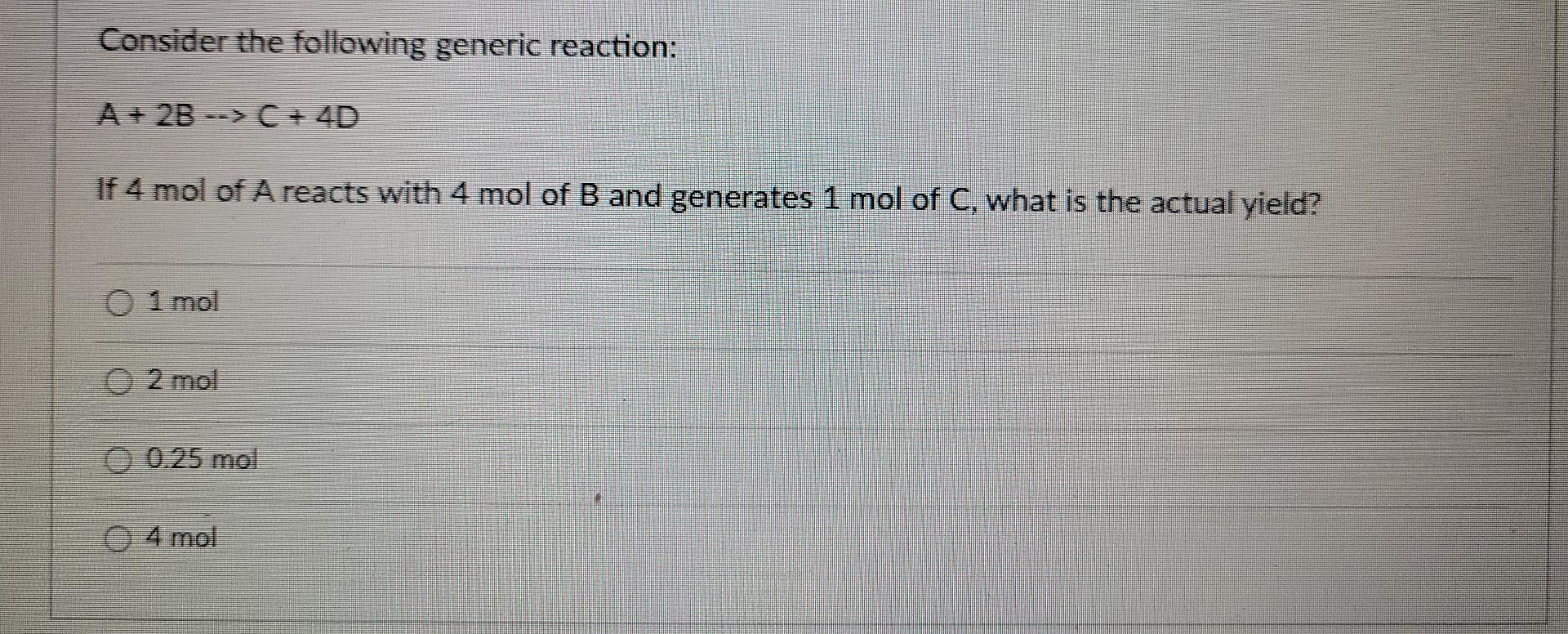Solved Consider the following generic reaction: A + 2B --> C | Chegg.com