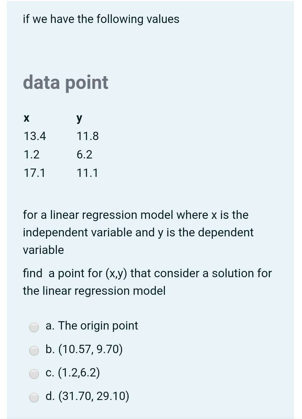 Solved if we have the following values data point х у 13.4 | Chegg.com