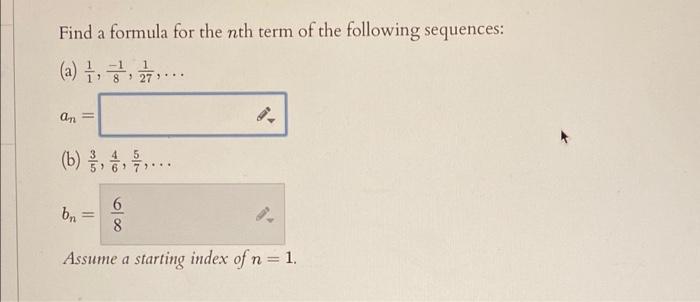 Solved Find a formula for the nth term of the following | Chegg.com