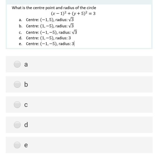 Solved What is the centre point and radius of the circle (x | Chegg.com