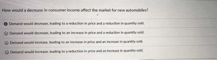 Solved How would a decrease in consumer income affect the | Chegg.com