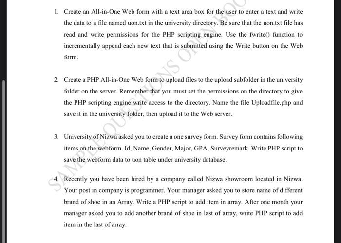 Solved 1. Create an All-in-One Web form with a text area box | Chegg.com