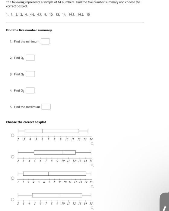 Solved The following represents a sample of 14 numbers. Find | Chegg.com