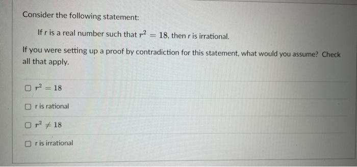 Solved Consider the following statement: If r is a real | Chegg.com