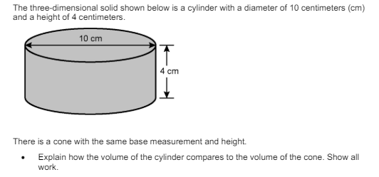 Solved The three-dimensional solid shown below is a cylinder | Chegg.com