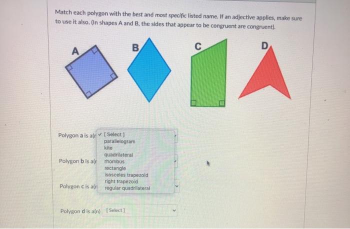 Solved Match each polygon with the best and most specific | Chegg.com