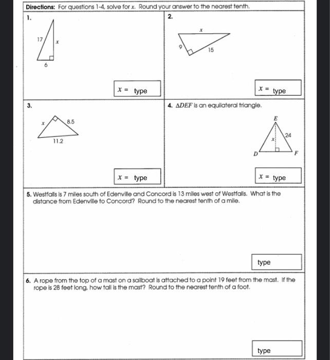 Solved Directions: For questions 1-4, solve for x. Round | Chegg.com