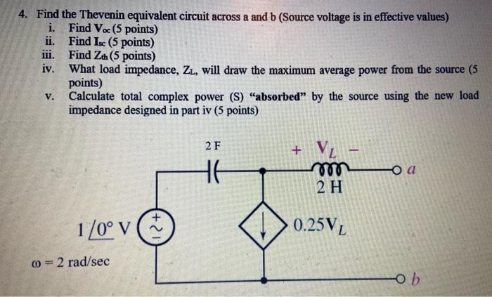 Solved 4. Find the Thevenin equivalent circuit across a and | Chegg.com