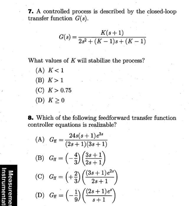 Solved 6. A controlled process is shown in block diagram | Chegg.com