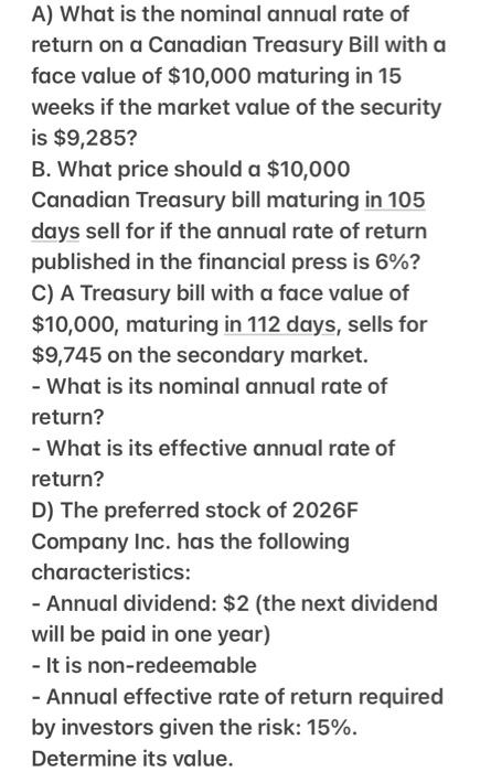 Solved A What Is The Nominal Annual Rate Of Return On A 4240