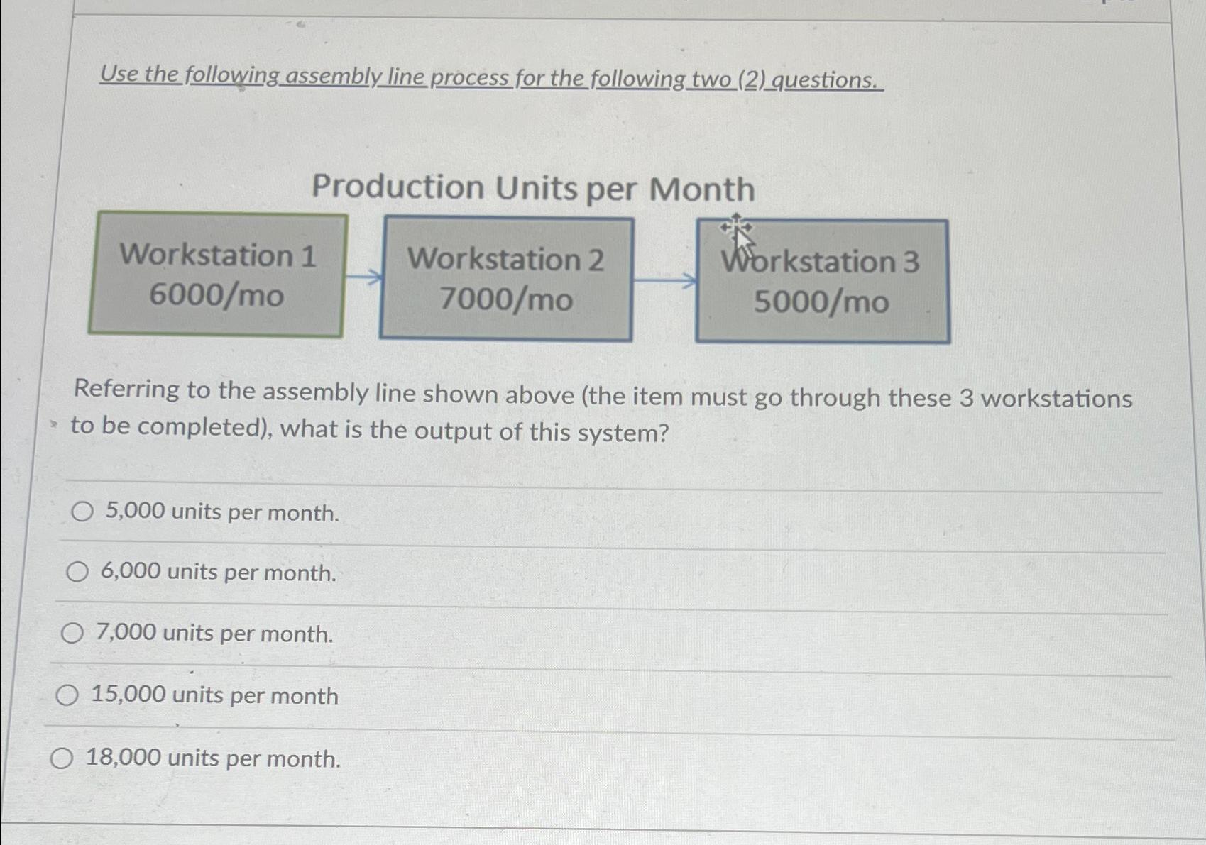 Solved Use the following assembly line process for the | Chegg.com