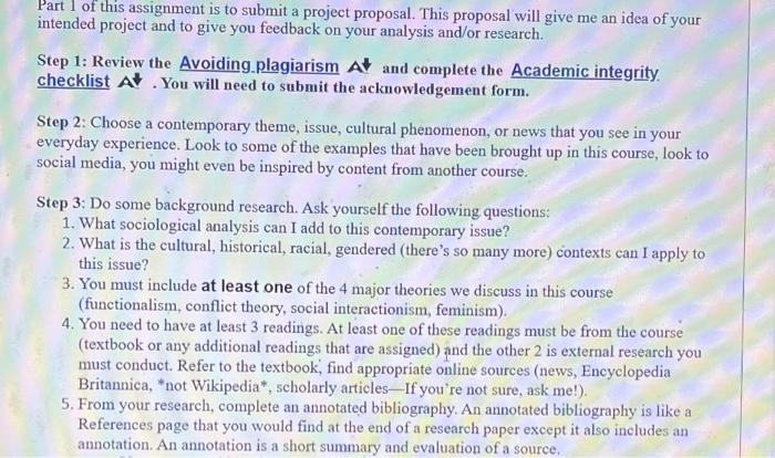 Part 1 of this assignment is to submit a project | Chegg.com