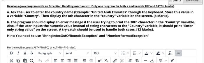 Solved Save Answer Develop a Java program with an exception | Chegg.com