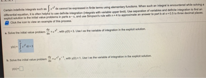 Solved Fo Certain Indefinite Integrals Such As Dx Cannot Be 3666