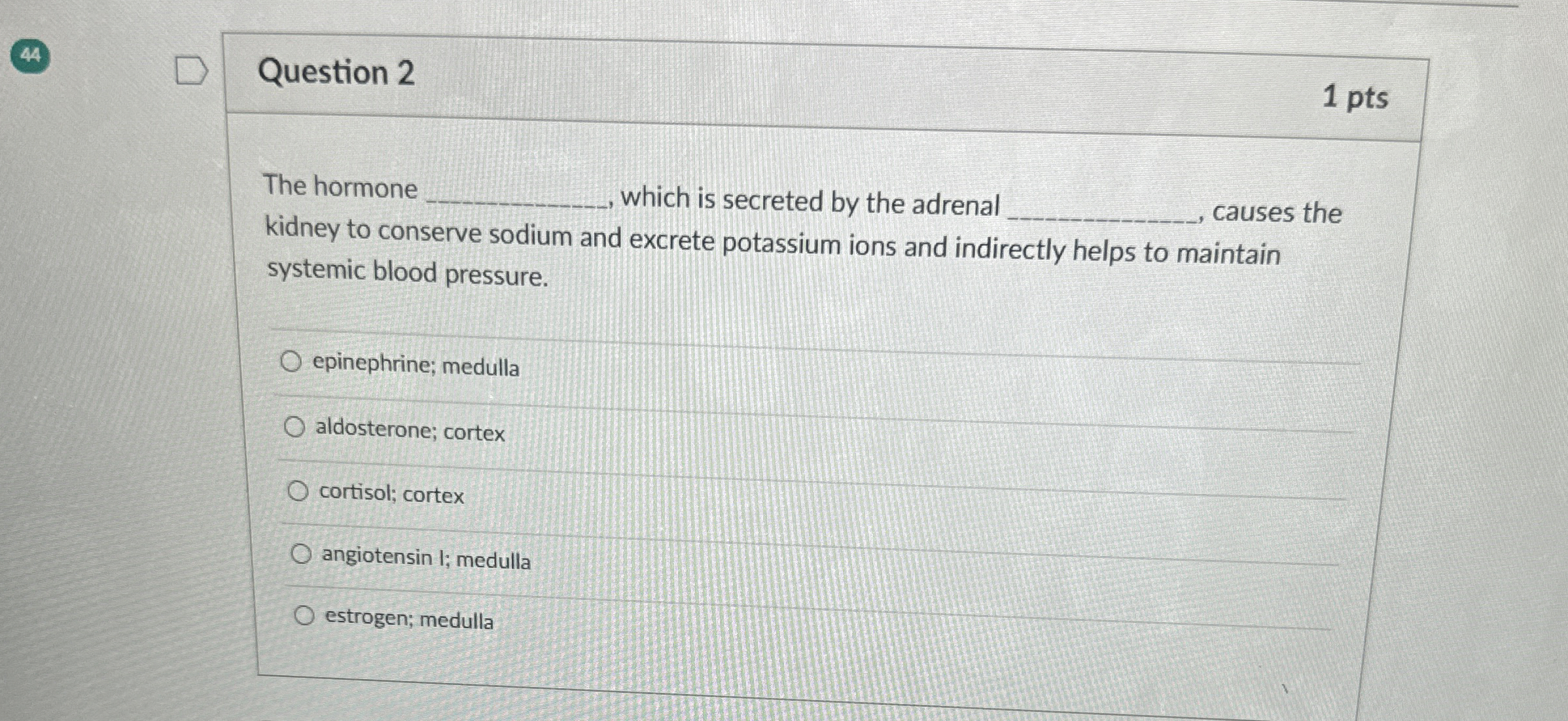 Solved 44Question 21 ﻿ptsThe hormone ﻿which is secreted by