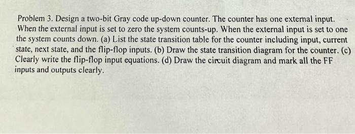 Solved Problem 3. Design a two-bit Gray code up-down | Chegg.com