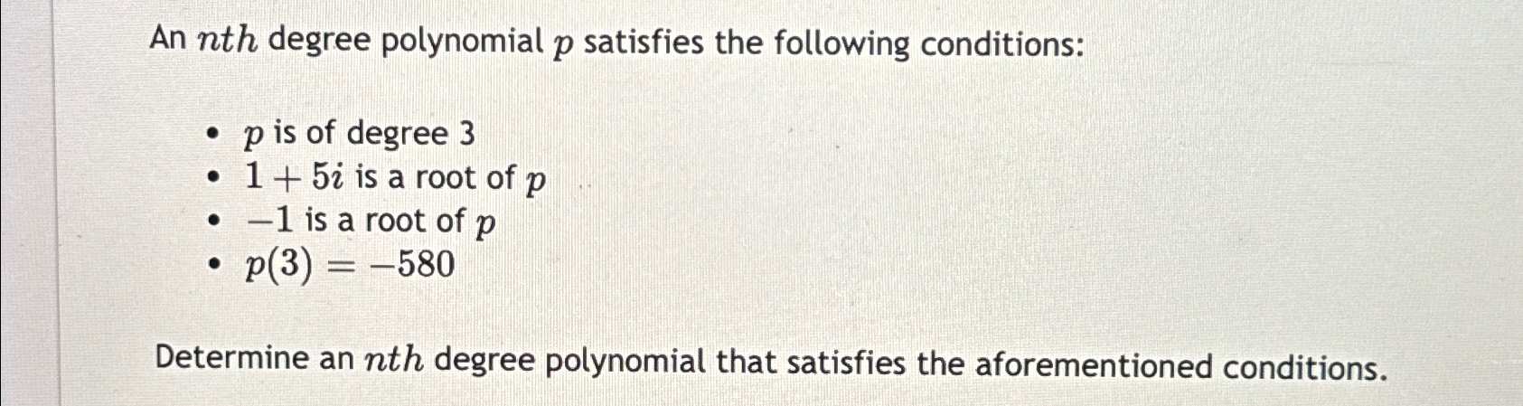 Solved An nth ﻿degree polynomial p ﻿satisfies the following | Chegg.com