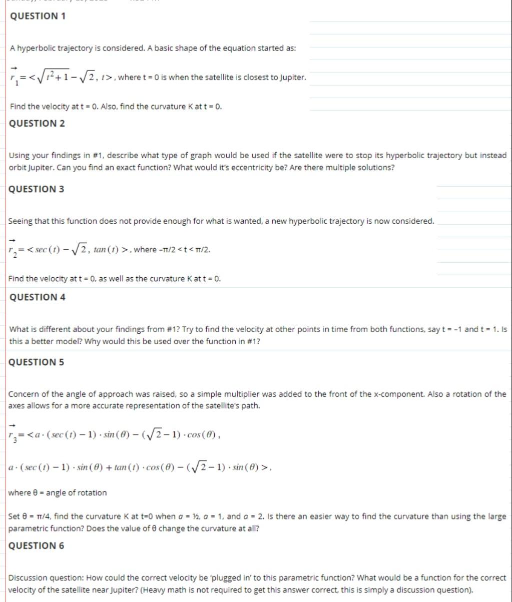 Solved QUESTION 1 A hyperbolic trajectory is considered. A | Chegg.com