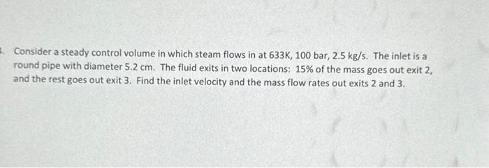 Solved Consider a steady control volume in which steam flows | Chegg.com