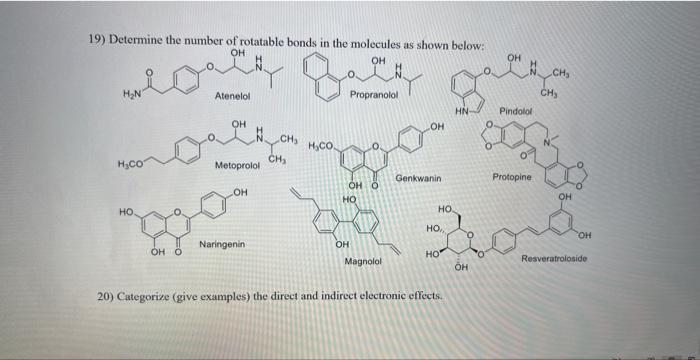 Solved 19) Determine the number of rotatable bonds in the | Chegg.com