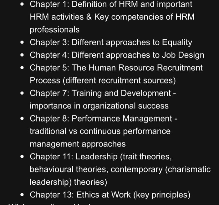 Solved • Chapter 1: Definition of HRM and important HRM | Chegg.com