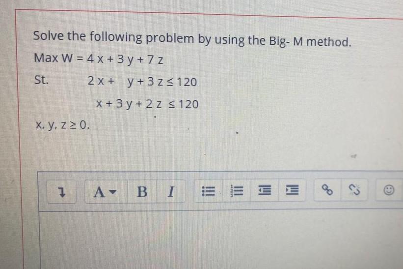 Solved Solve the following problem by using the Big- M | Chegg.com