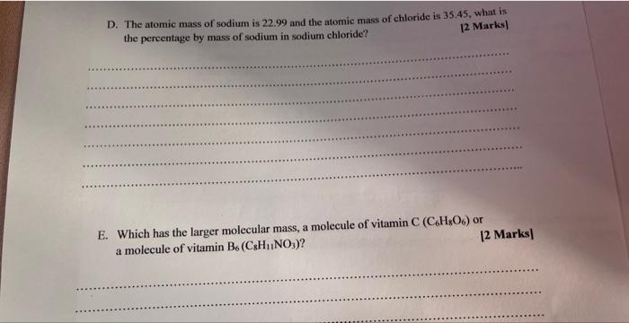 calculate the atomic mass of sodium chloride