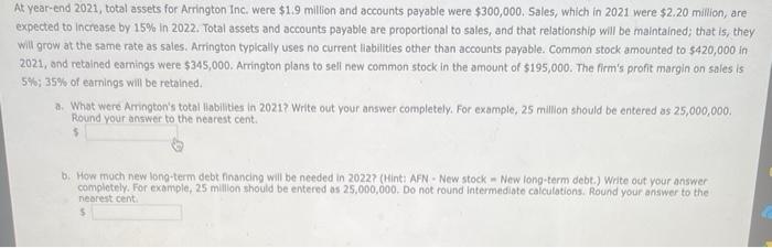 Solved At year-end 2021, total assets for Arrington Inc. | Chegg.com