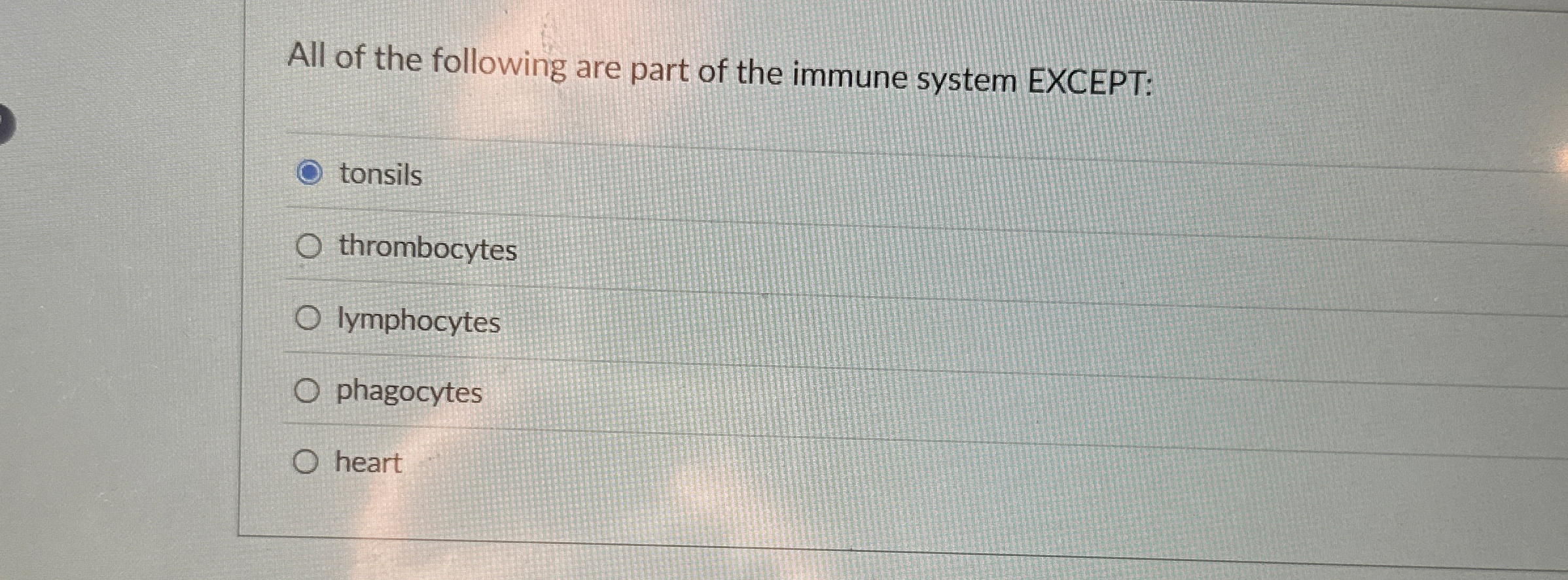 Solved All of the following are part of the immune system