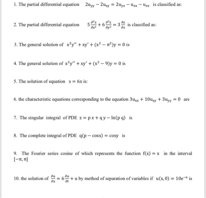Solved 1. The partial differential equation 2uyy – 2uxy = | Chegg.com
