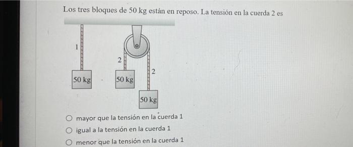 Solved The Three 50-kg Blocks Are At Rest. The Tension In | Chegg.com
