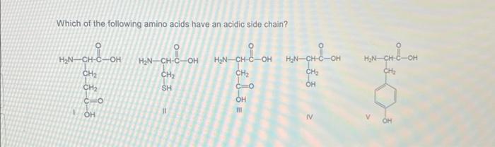 Solved Which of the following amino acids have an acidic | Chegg.com
