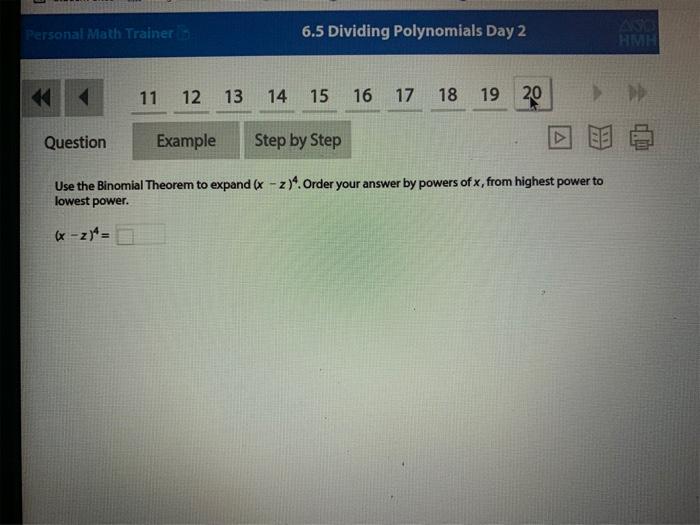 Solved Use the Binomial Theorem to expand (x−z)4. Order your | Chegg.com