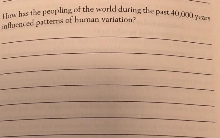 Solved How Has The Peopling Of The World During The Past | Chegg.com