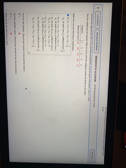 Solved Your best submission for each question part is used | Chegg.com