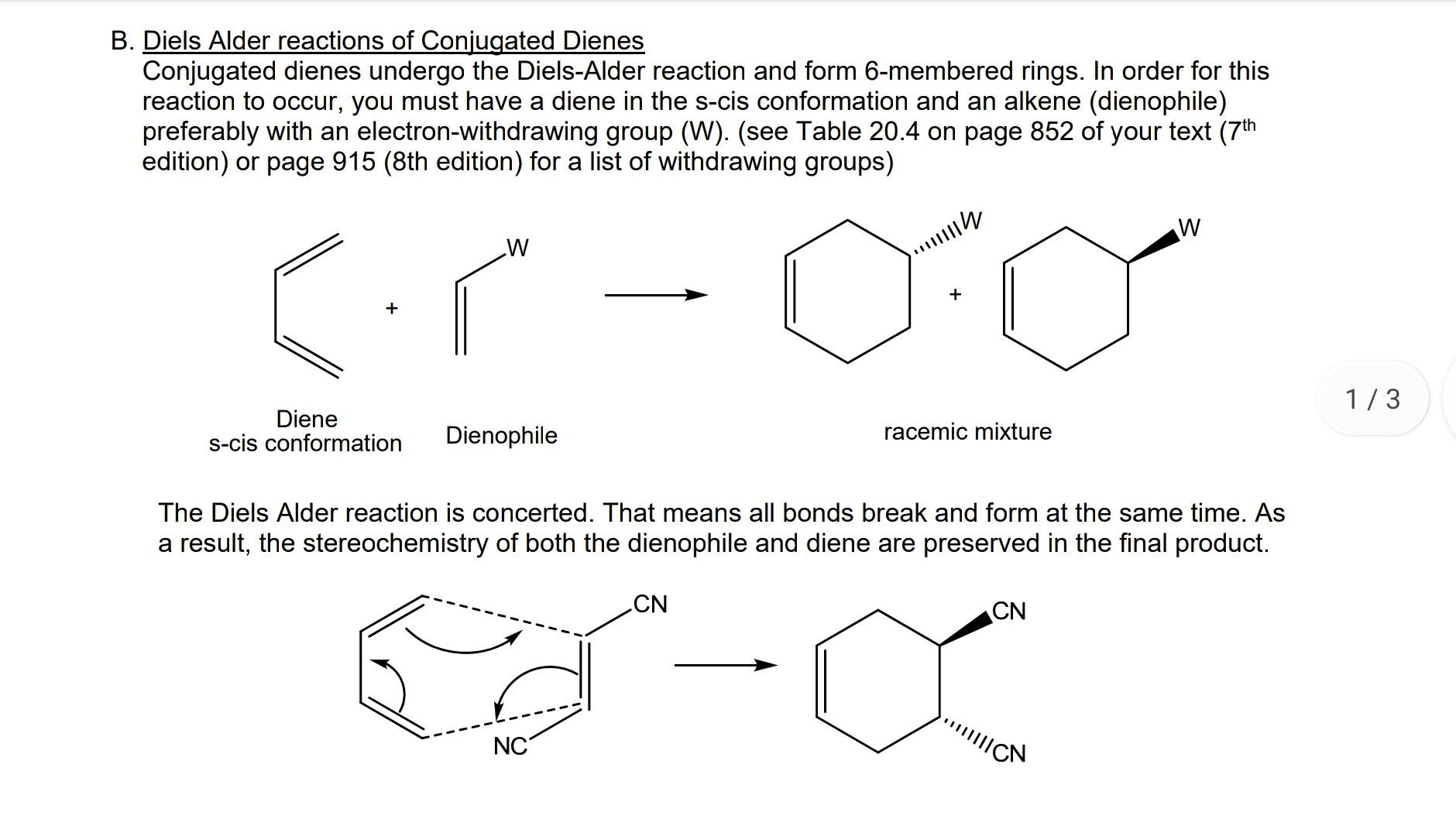 Solved B. Diels Alder Reactions Of Conjugated Dienes | Chegg.com