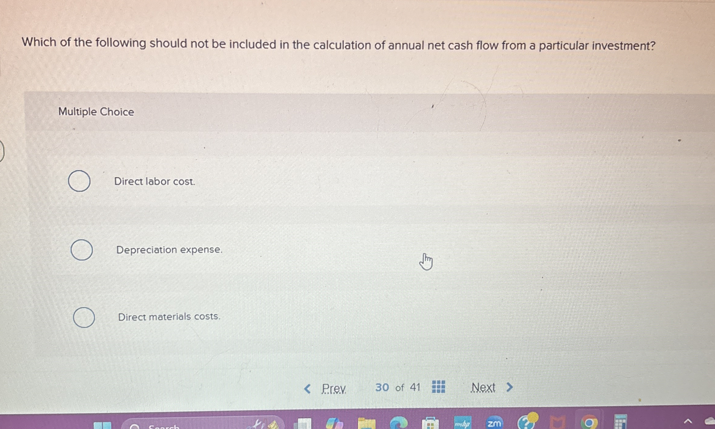 Solved Which of the following should not be included in the | Chegg.com