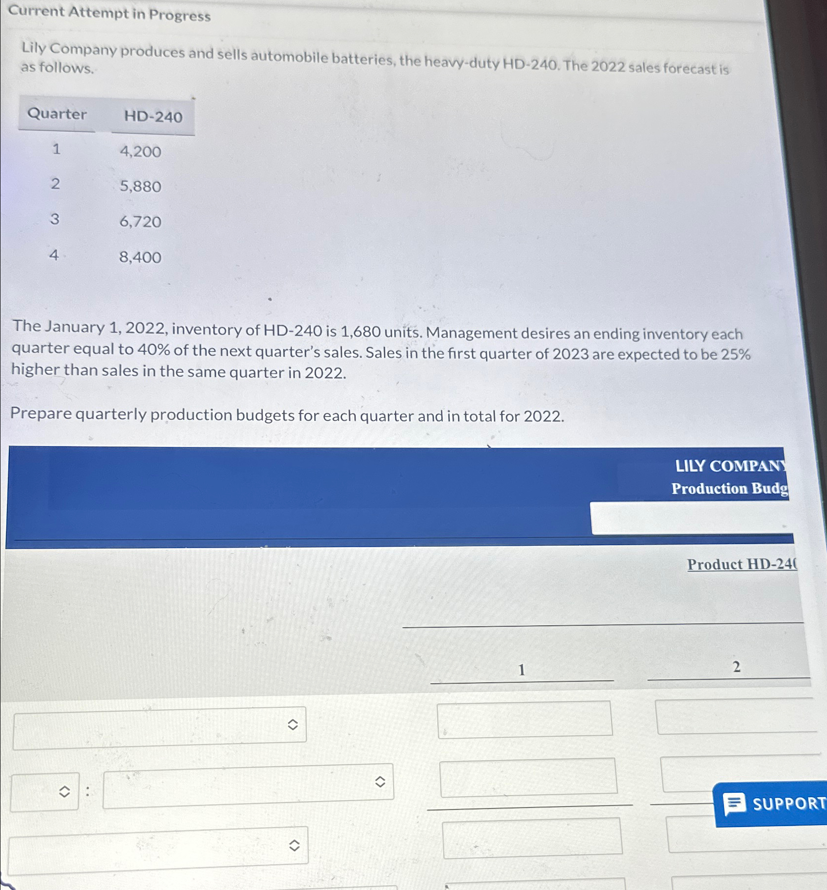 Solved Current Attempt in ProgressLily Company produces and | Chegg.com