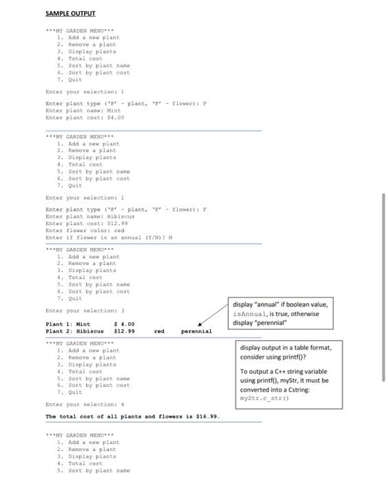 Solved Given a base class, Plant, and a derived class, | Chegg.com