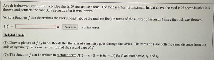 Solved A rock is thrown upward from a bridge into a river | Chegg.com