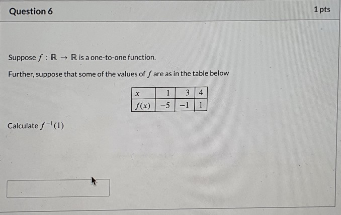Solved Question 6 1 pts Suppose f:R → R is a one-to-one | Chegg.com