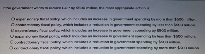 Solved If the government wants to reduce GDP by $500 | Chegg.com
