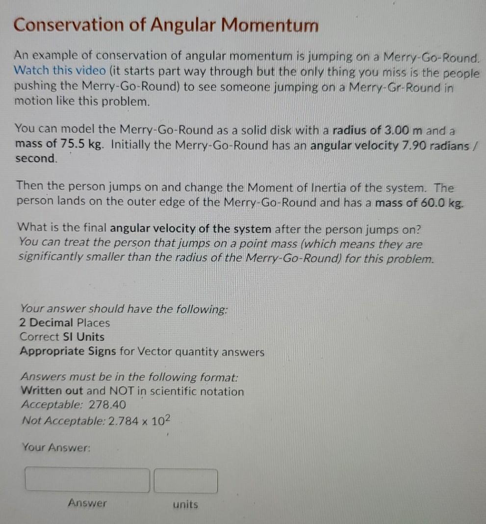 Solved Conservation of Angular Momentum An example of | Chegg.com
