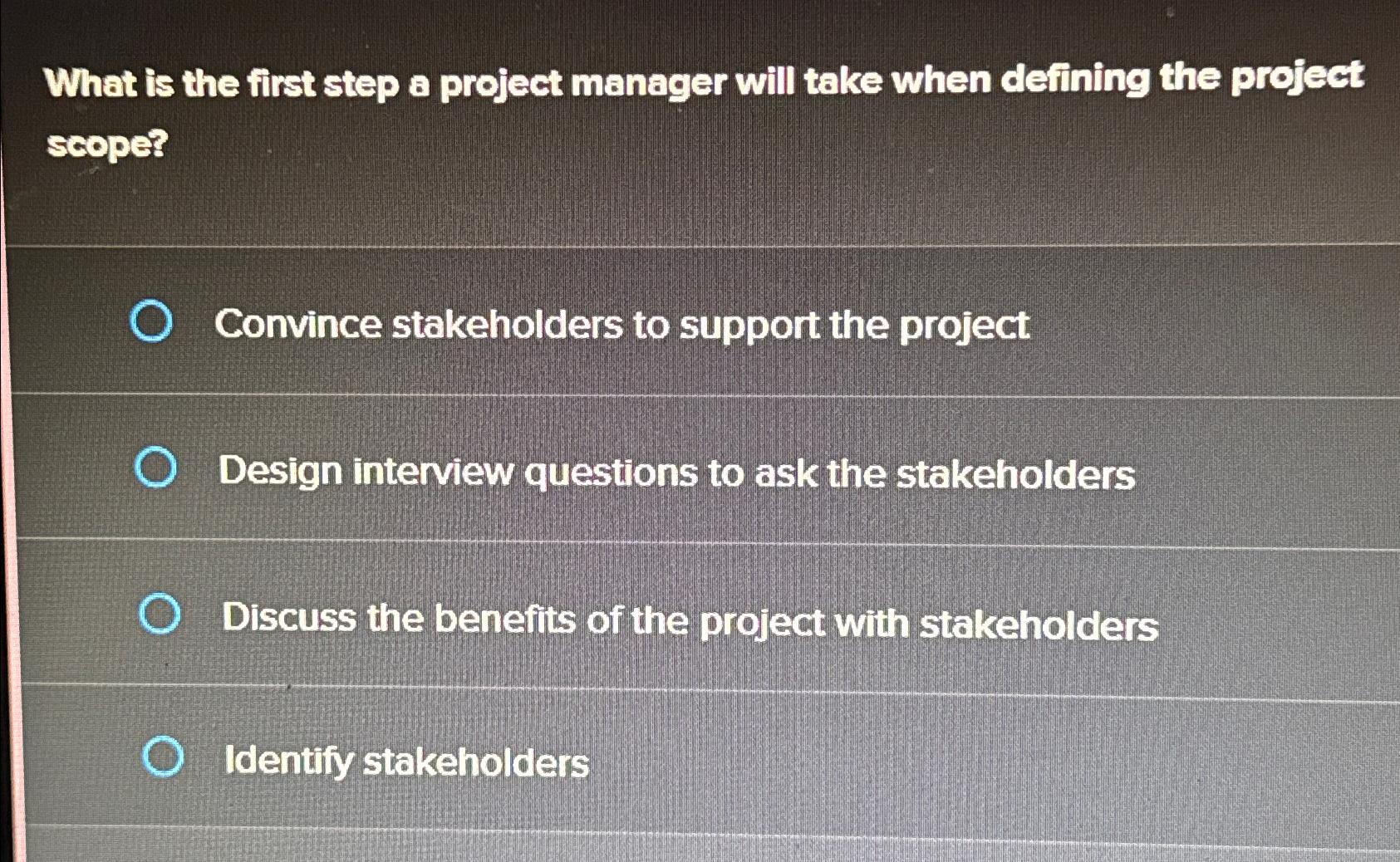 Solved What is the first step a project manager will take | Chegg.com