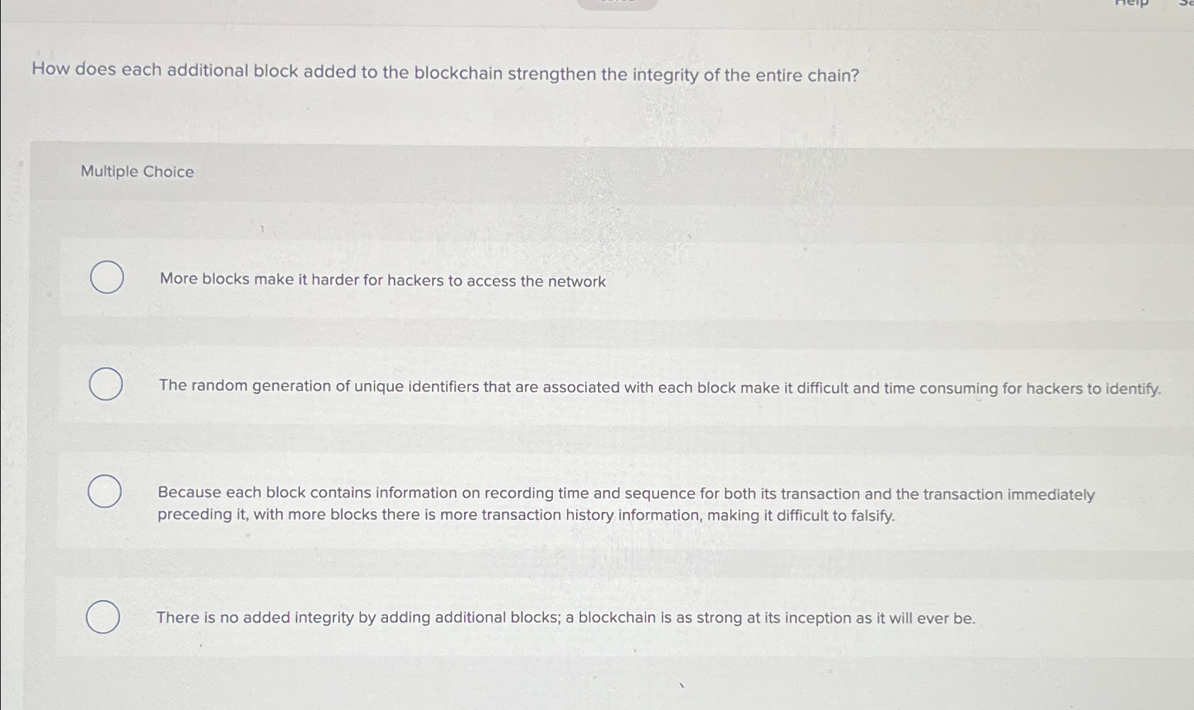 Solved How does each additional block added to the | Chegg.com