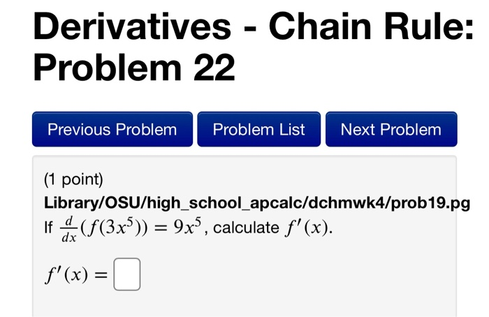 Solved Derivatives - Chain Rule: Problem 22 Previous Problem | Chegg.com