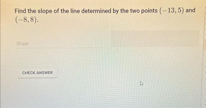 Solved Find the slope of the line determined by the two | Chegg.com