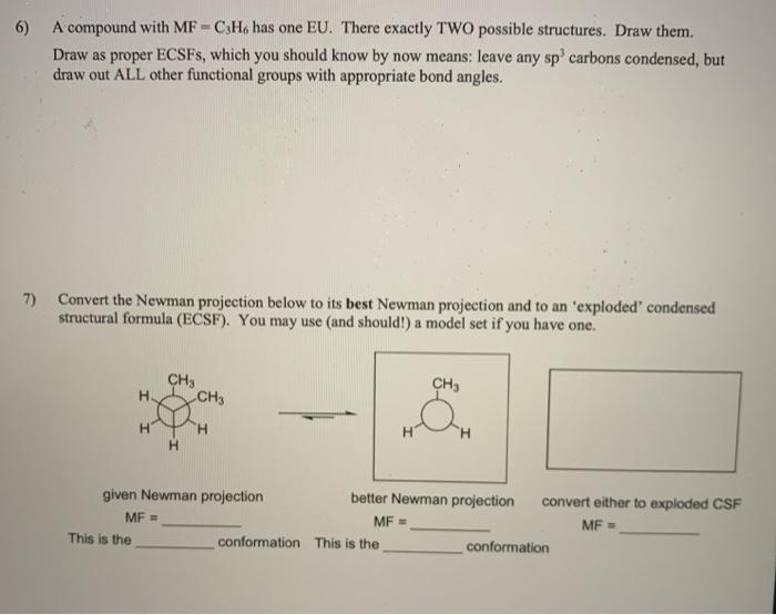 Solved 1) Convert the condensed structural formulas (CSF) in | Chegg.com